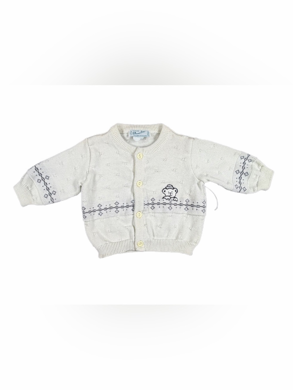 FELTMAN BROS *LIKE NEW* Cotton Knit Bear Embroidered Cardigan - 6M
